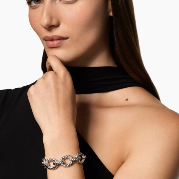 18mm in Silver – front view of authentic Chain Bracelets at Coveti|David Yurman Sculpted Cable Oval Link Bracelet in Sterling Silver