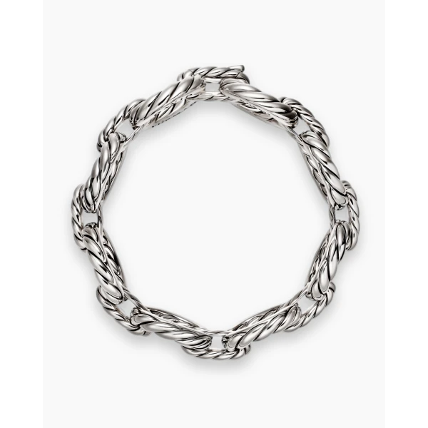 David Yurman Sculpted Cable Oval Link Bracelet in Sterling Silver, 18mm, view 3