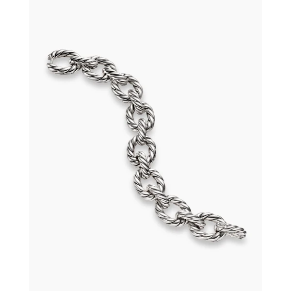 David Yurman Sculpted Cable Oval Link Bracelet in Sterling Silver, 18mm, view 4