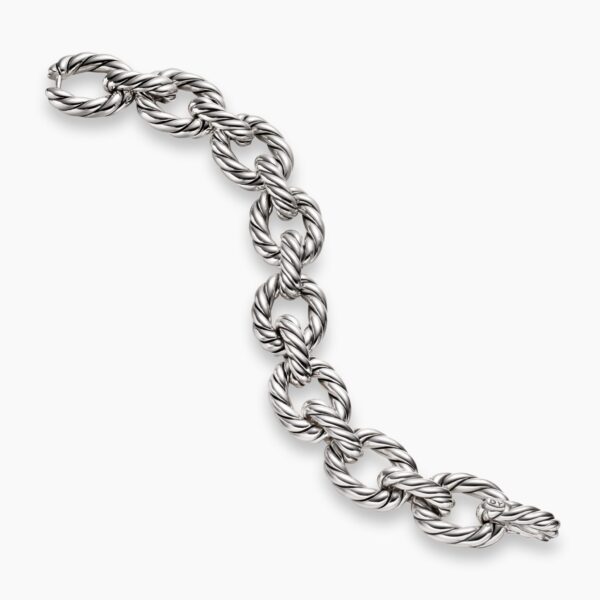 on-model styling shot|David Yurman Sculpted Cable Oval Link Bracelet in Sterling Silver
