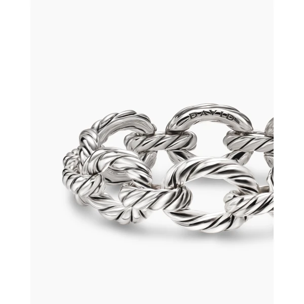 David Yurman Sculpted Cable Oval Link Bracelet in Sterling Silver, 18mm, view 5