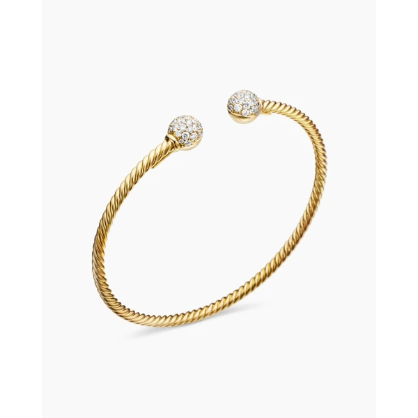 David Yurman Solari Cablespira® Bracelet in 18K Yellow Gold with Diamonds, 2.6mm, view 3