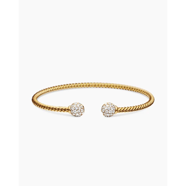David Yurman Solari Cablespira® Bracelet in 18K Yellow Gold with Diamonds, 2.6mm, view 4