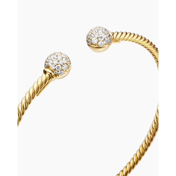 David Yurman Solari Cablespira® Bracelet in 18K Yellow Gold with Diamonds, 2.6mm, view 5