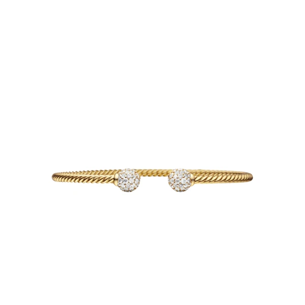 Solari Cablespira® Bracelet in 18K Yellow Gold with Diamonds, 2.6mm