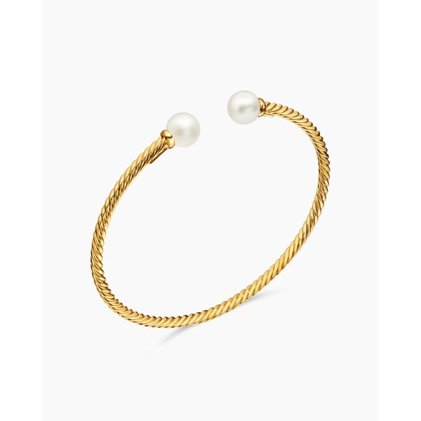 David Yurman Solari Cablespira® Bracelet in 18K Yellow Gold with Pearls, 2.6mm, view 3