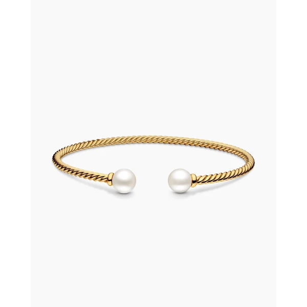 David Yurman Solari Cablespira® Bracelet in 18K Yellow Gold with Pearls, 2.6mm, view 4