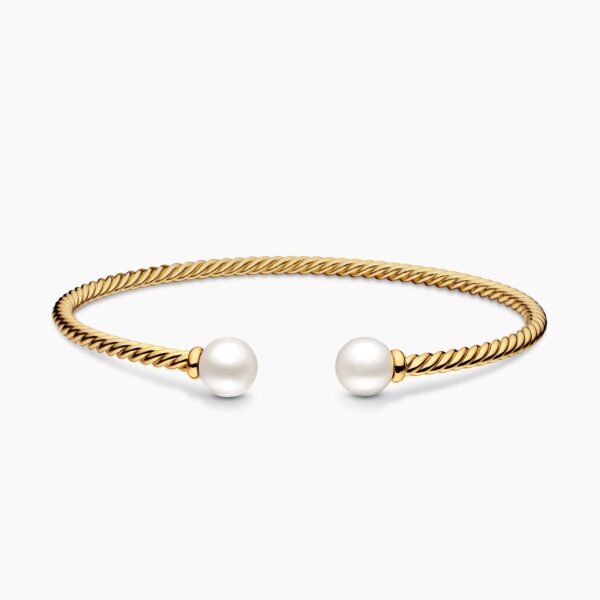 on-model styling shot|David Yurman Solari Cablespira® Bracelet in 18K Yellow Gold with Pearls