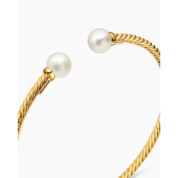 David Yurman Solari Cablespira® Bracelet in 18K Yellow Gold with Pearls, 2.6mm, view 5