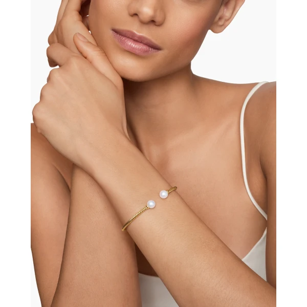 David Yurman Solari Cablespira® Bracelet in 18K Yellow Gold with Pearls, 2.6mm, view 7