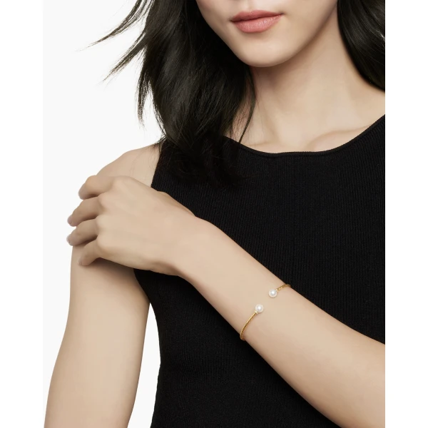 David Yurman Solari Cablespira® Bracelet in 18K Yellow Gold with Pearls and Diamonds, 2.3mm, view 3