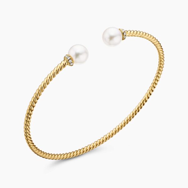 on-model styling shot|David Yurman Solari Cablespira® Bracelet in 18K Yellow Gold with Pearls and Diamonds