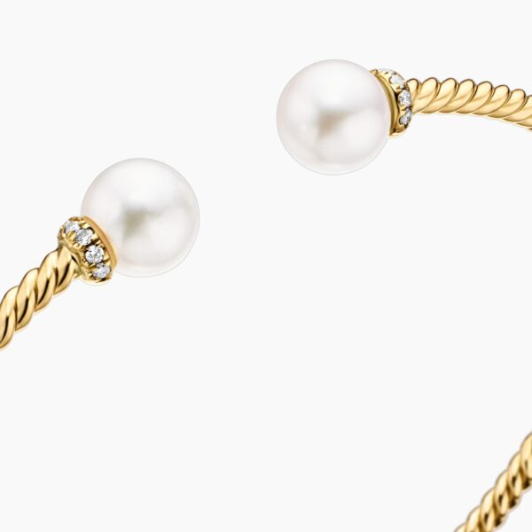 signature twisted-helix detail|David Yurman Solari Cablespira® Bracelet in 18K Yellow Gold with Pearls and Diamonds