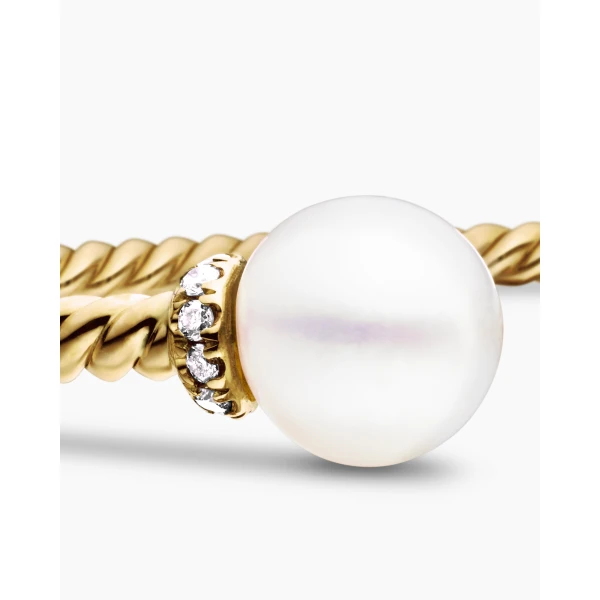 David Yurman Solari Cablespira® Bracelet in 18K Yellow Gold with Pearls and Diamonds, 2.3mm, view 7