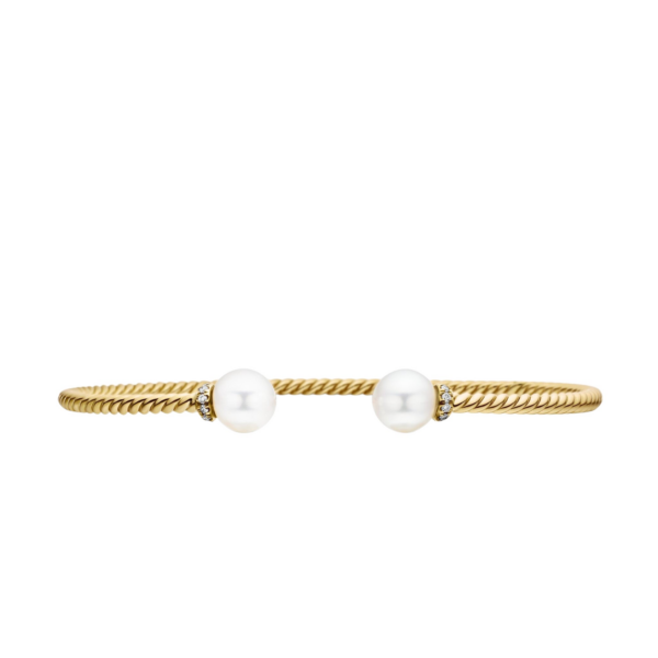 David Yurman Solari Cablespira® Bracelet in 18K Yellow Gold with Pearls and Diamonds