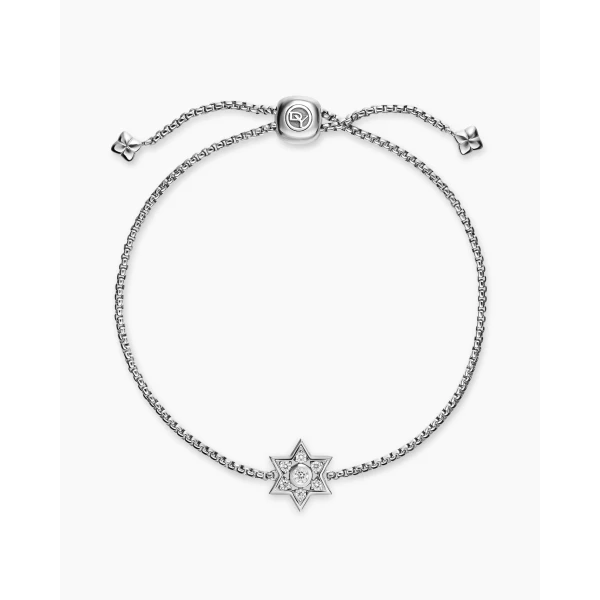 David Yurman Star of David Station Bracelet in Sterling Silver with Diamonds, 12mm, view 3
