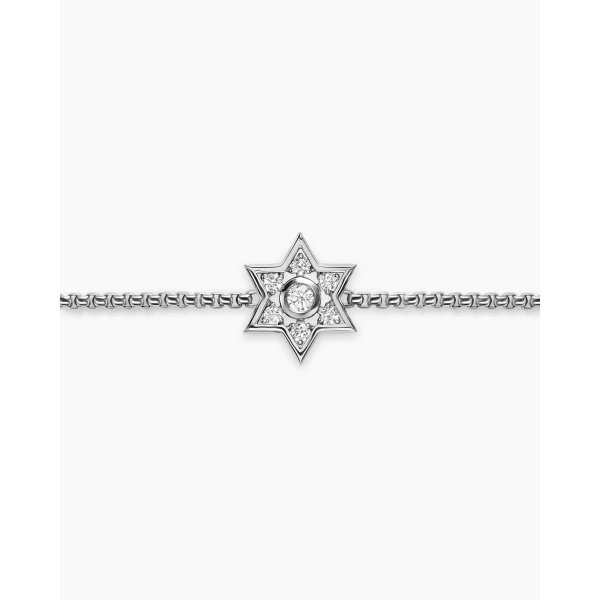 David Yurman Star of David Station Bracelet in Sterling Silver with Diamonds, 12mm, view 4