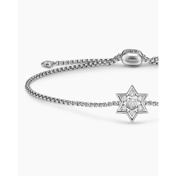 David Yurman Star of David Station Bracelet in Sterling Silver with Diamonds, 12mm, view 5