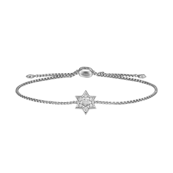 David Yurman Star of David Station Bracelet in Sterling Silver with Diamonds