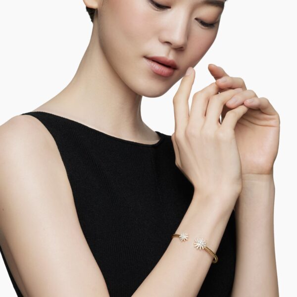 3.5mm in Gold – front view of authentic Cable Bracelets at Coveti|David Yurman Starburst Cable Bracelet in 18K Yellow Gold with Diamonds