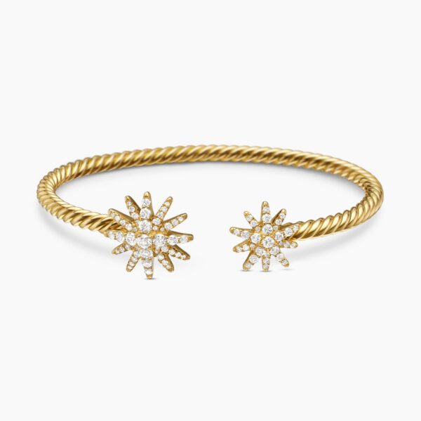 on-model styling shot|David Yurman Starburst Cable Bracelet in 18K Yellow Gold with Diamonds