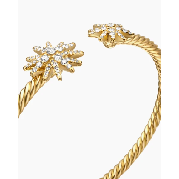 David Yurman Starburst Cable Bracelet in 18K Yellow Gold with Diamonds, 3.5mm, view 5