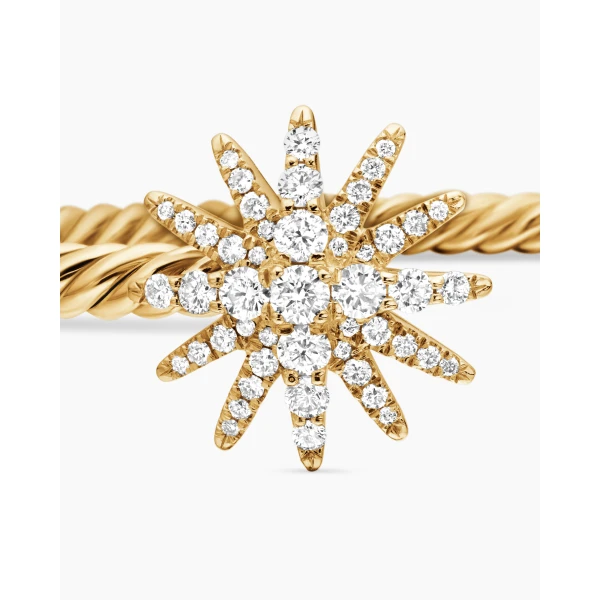 David Yurman Starburst Cable Bracelet in 18K Yellow Gold with Diamonds, 3.5mm, view 6