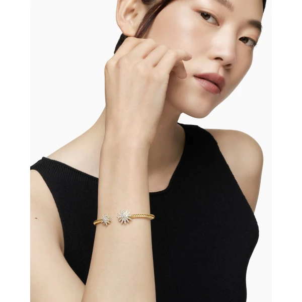 David Yurman Starburst Cable Bracelet in 18K Yellow Gold with Diamonds, 3.5mm, view 7