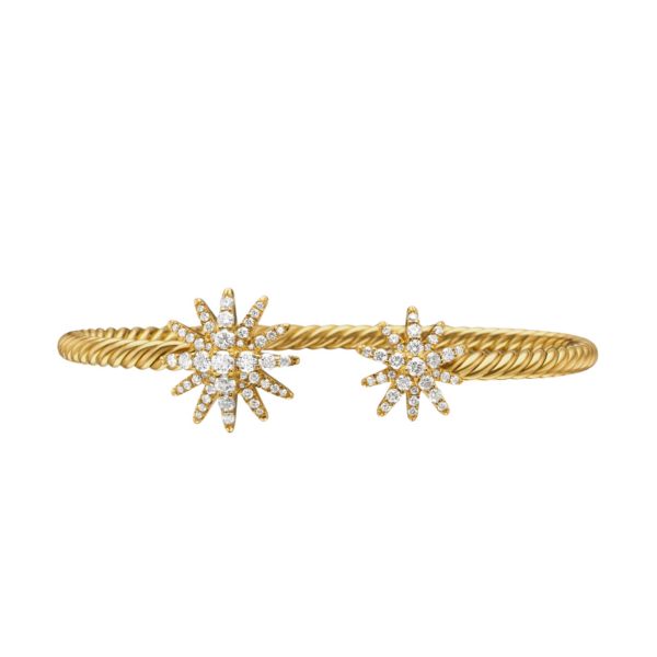 David Yurman Starburst Cable Bracelet in 18K Yellow Gold with Diamonds