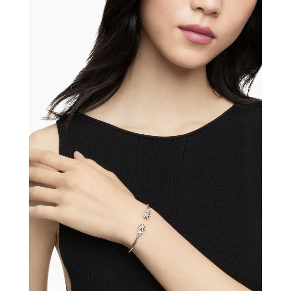 David Yurman Starburst Cable Bracelet in Sterling Silver with Diamonds, 3.5mm, view 2
