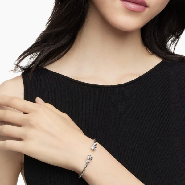 3.5mm in Silver – front view of authentic Cable Bracelets at Coveti|David Yurman Starburst Cable Bracelet in Sterling Silver with Diamonds