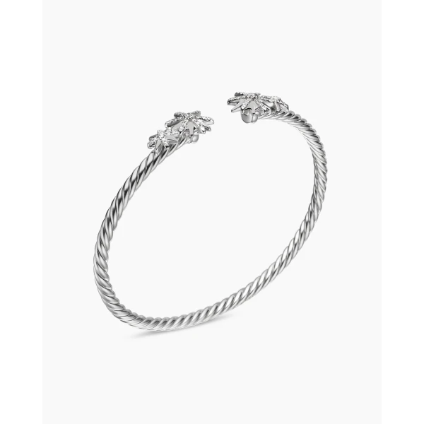 David Yurman Starburst Cable Bracelet in Sterling Silver with Diamonds, 3.5mm, view 3