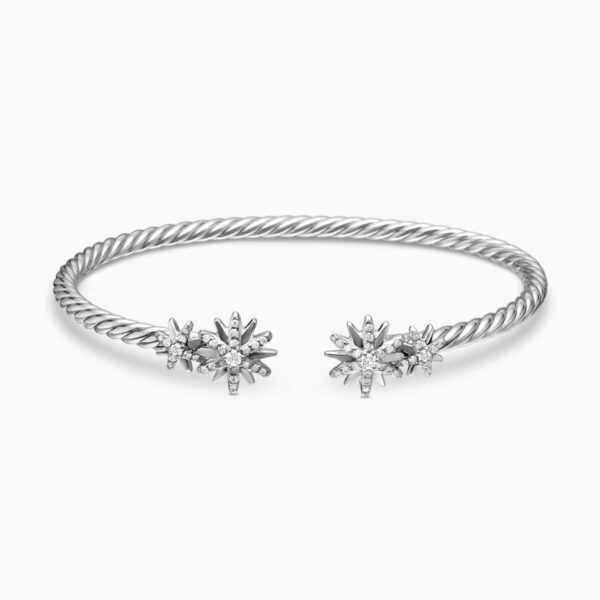 on-model styling shot|David Yurman Starburst Cable Bracelet in Sterling Silver with Diamonds