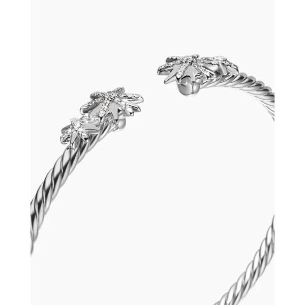 David Yurman Starburst Cable Bracelet in Sterling Silver with Diamonds, 3.5mm, view 5