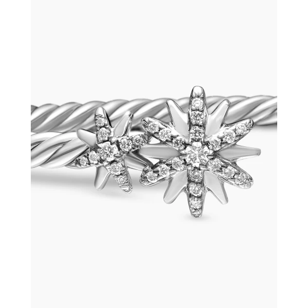David Yurman Starburst Cable Bracelet in Sterling Silver with Diamonds, 3.5mm, view 6