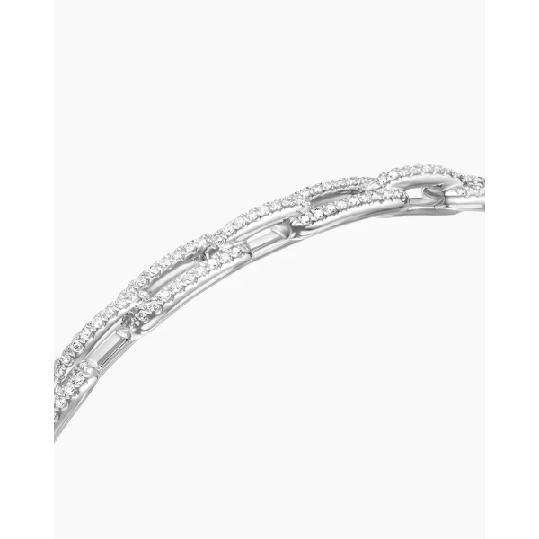 David Yurman Stax Chain Link Bracelet in 18K White Gold with Diamonds, 4mm, view 5