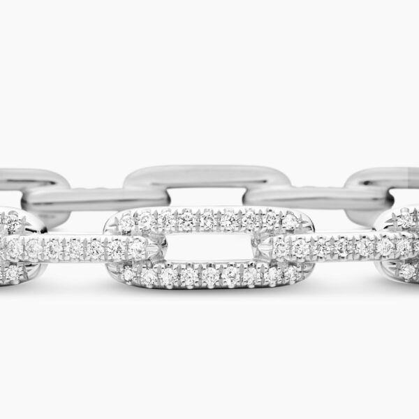 signature twisted-helix detail|David Yurman Stax Chain Link Bracelet in 18K White Gold with Diamonds