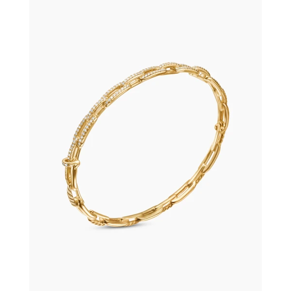 David Yurman Stax Chain Link Bracelet in 18K Yellow Gold with Diamonds, 4mm, view 3