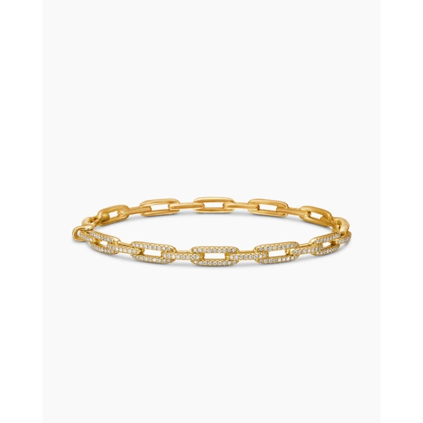 David Yurman Stax Chain Link Bracelet in 18K Yellow Gold with Diamonds, 4mm, view 4