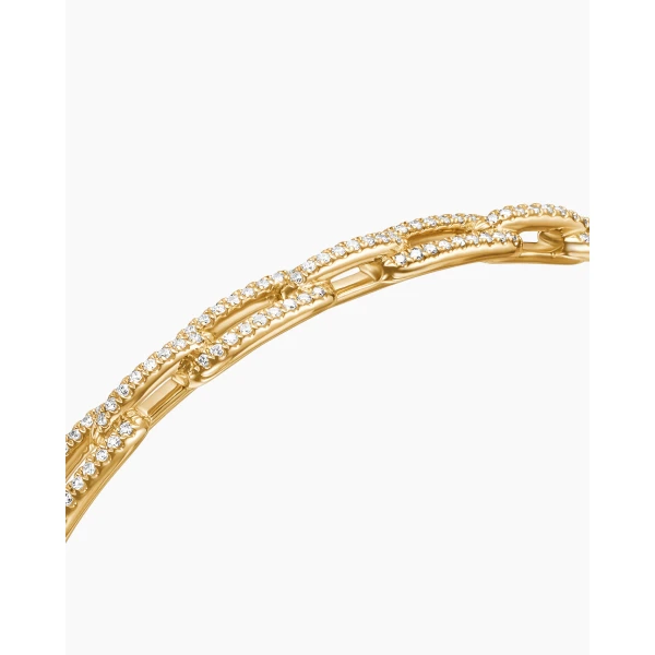 David Yurman Stax Chain Link Bracelet in 18K Yellow Gold with Diamonds, 4mm, view 5