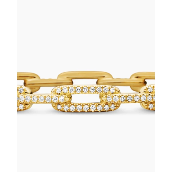David Yurman Stax Chain Link Bracelet in 18K Yellow Gold with Diamonds, 4mm, view 6
