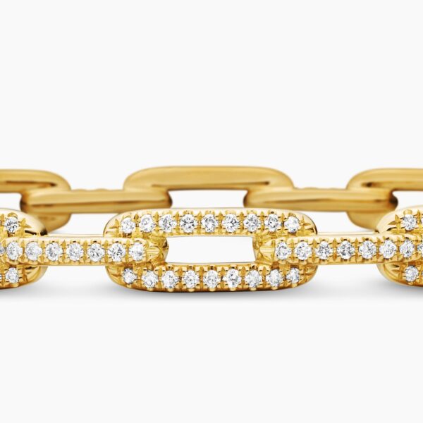 signature twisted-helix detail|David Yurman Stax Chain Link Bracelet in 18K Yellow Gold with Diamonds