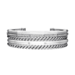 David Yurman Stax Five Row Cuff Bracelet in Sterling Silver with Diamonds