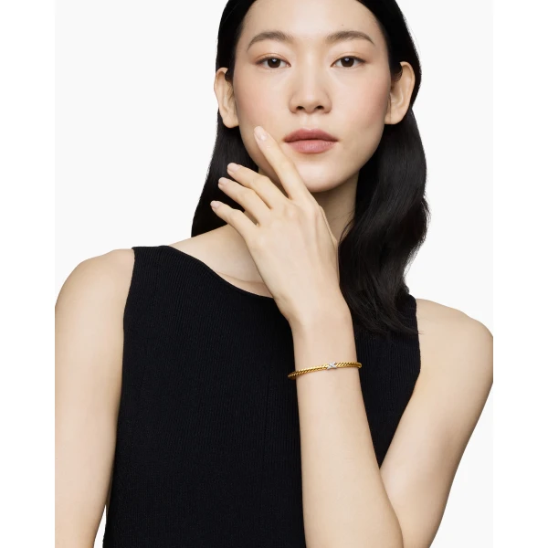 David Yurman X Cablespira® Station Bracelet in 18K Yellow Gold with Pavé Diamonds, 4mm, view 2