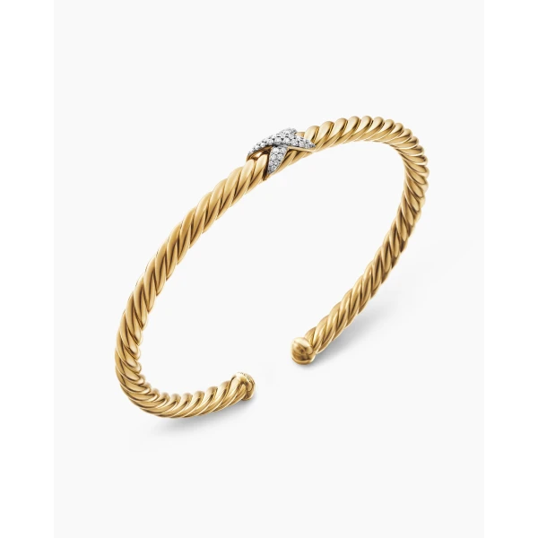 David Yurman X Cablespira® Station Bracelet in 18K Yellow Gold with Pavé Diamonds, 4mm, view 3