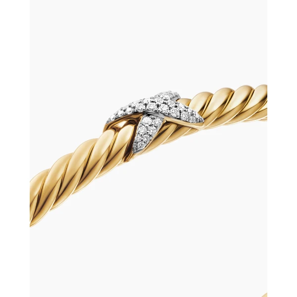 David Yurman X Cablespira® Station Bracelet in 18K Yellow Gold with Pavé Diamonds, 4mm, view 5