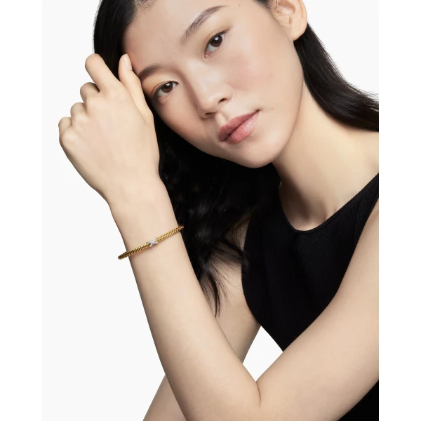 David Yurman X Cablespira® Station Bracelet in 18K Yellow Gold with Pavé Diamonds, 4mm, view 6