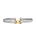 David Yurman X Classic Cable Station Bracelet in Sterling Silver with 14K Yellow Gold