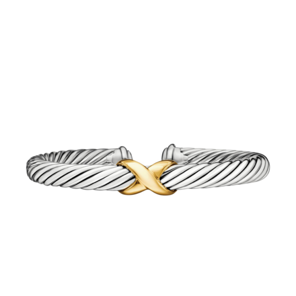 David Yurman X Classic Cable Station Bracelet in Sterling Silver with 14K Yellow Gold