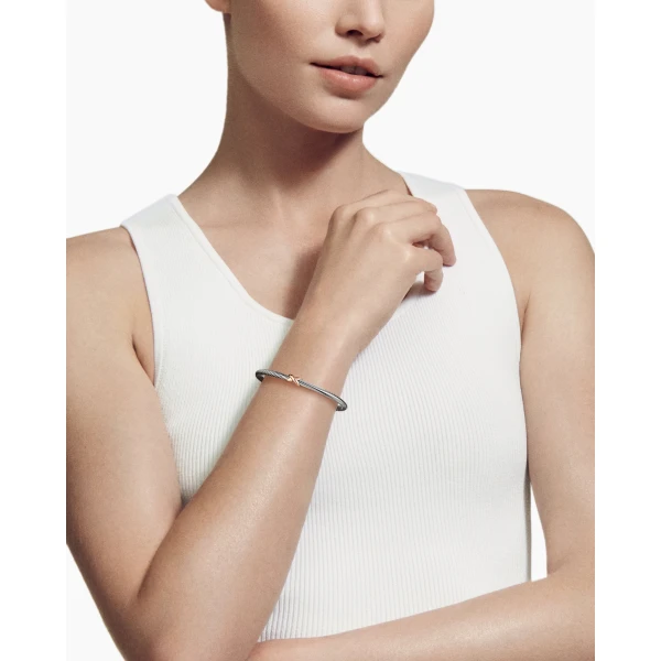 David Yurman X Classic Cable Station Bracelet in Sterling Silver with 18K Rose Gold, 4mm, view 2